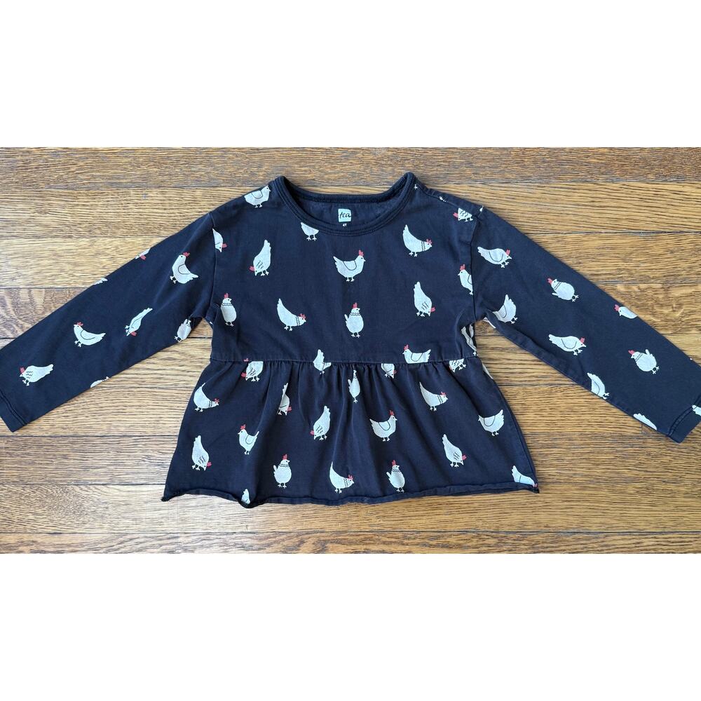 Tea Collection Girls' Chicken Print Top Size 2